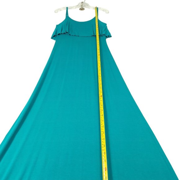 Solemio‎ Womens Maxi Sundress Size S Teal Blue Strappy A Line Deep V Back Ruffle - Picture 11 of 12